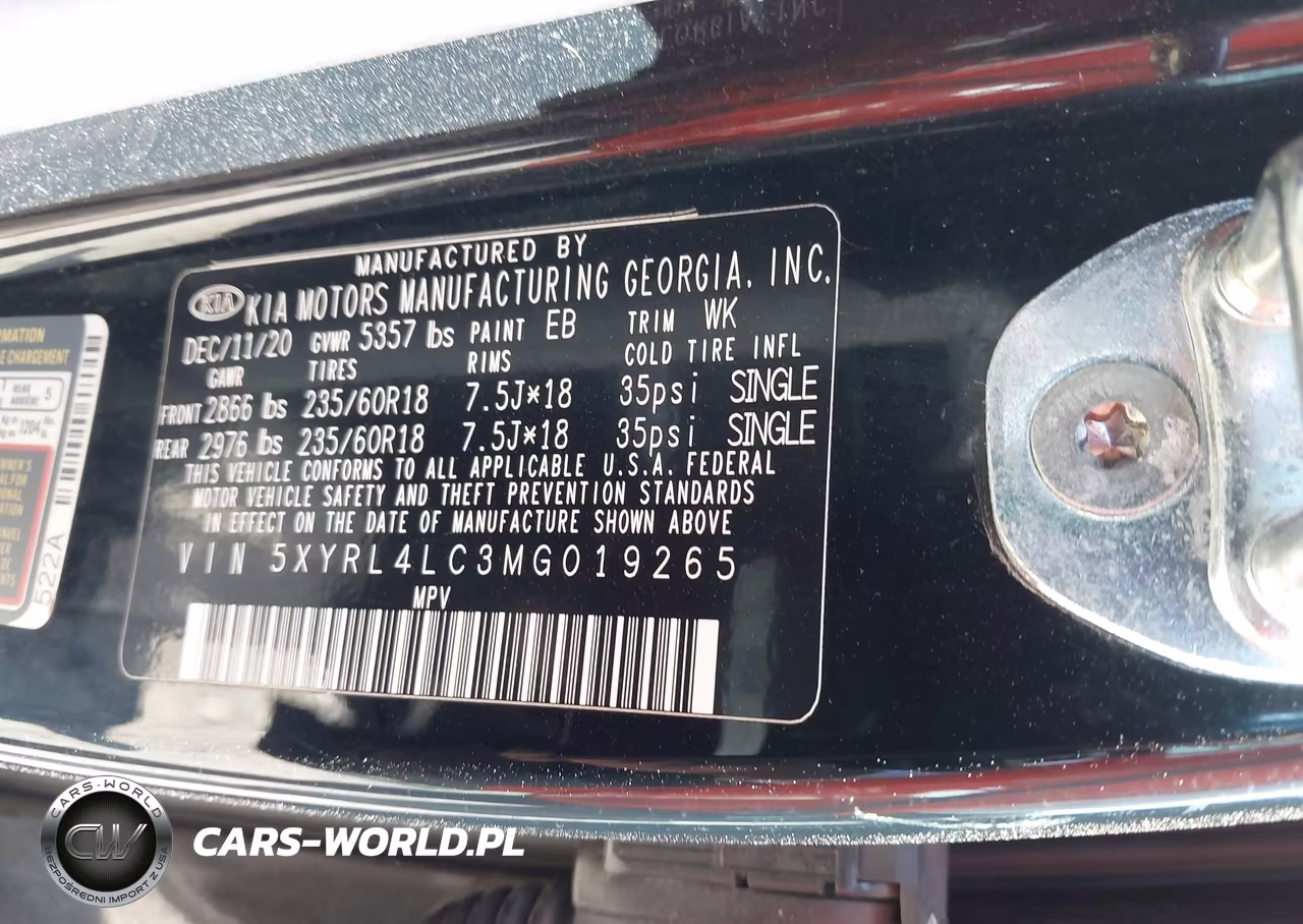 2021 Kia Sorento S VIN:5XYRL4LC3MG019265 - 9