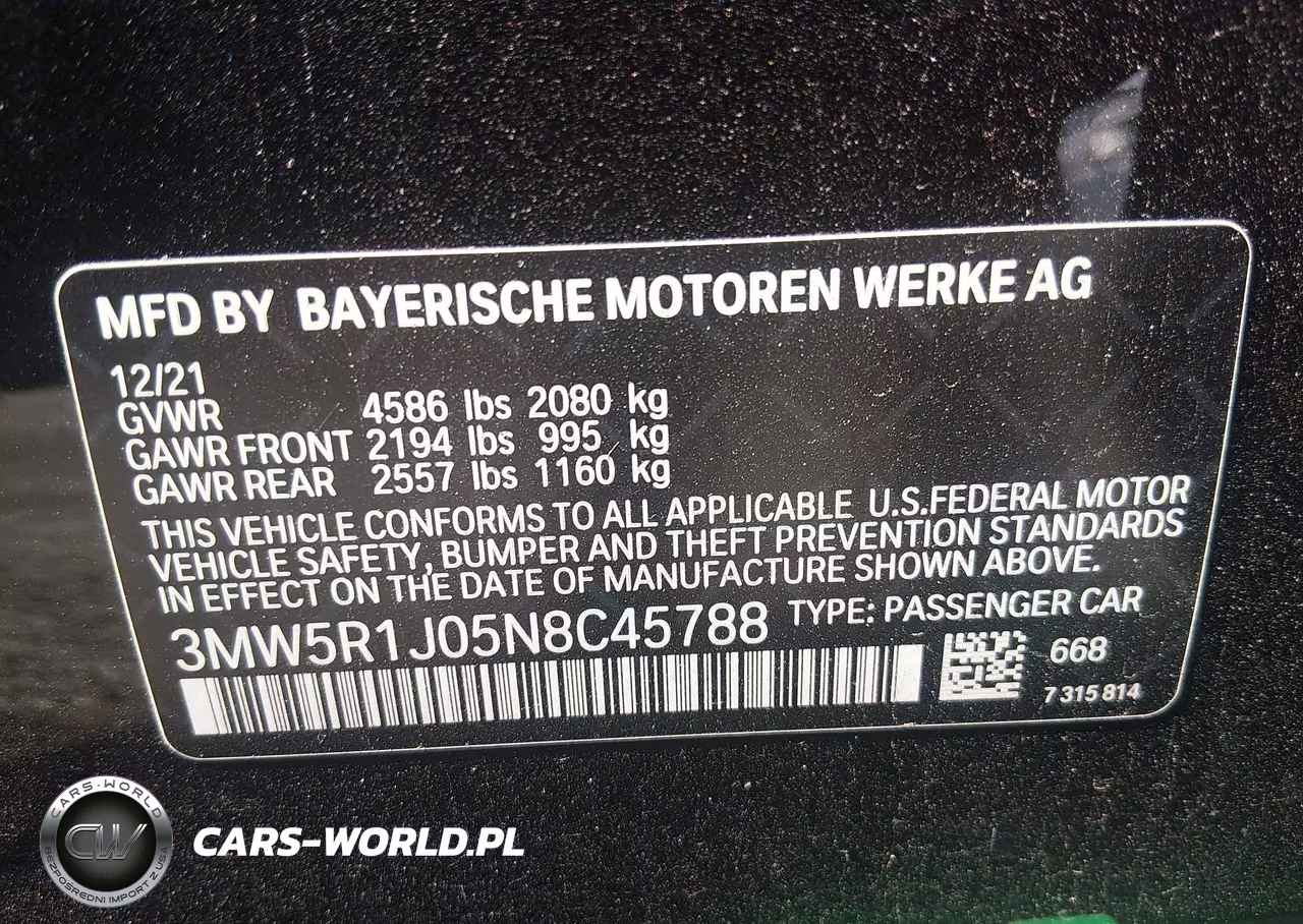 2022 BMW 330I VIN:3MW5R1J05N8C45788 - 9