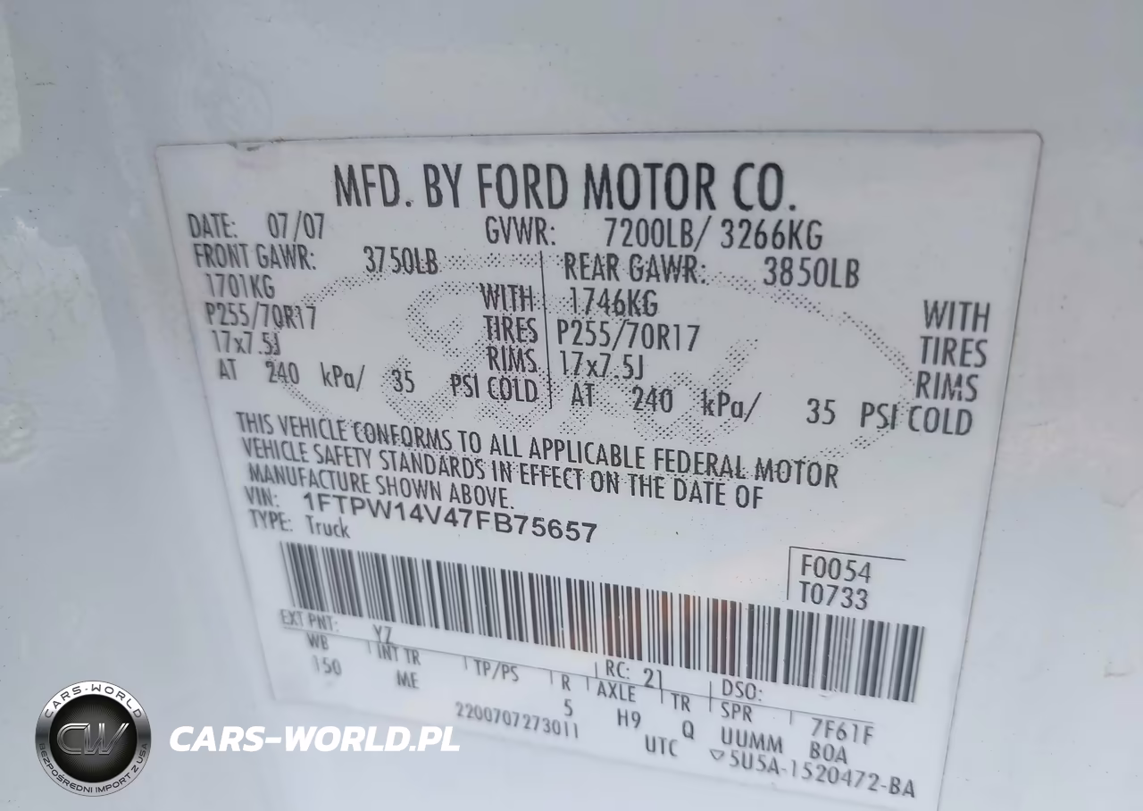 2007 Ford F-150 Fx4-Lariat-Xlt VIN:1FTPW14V47FB75657 - 9