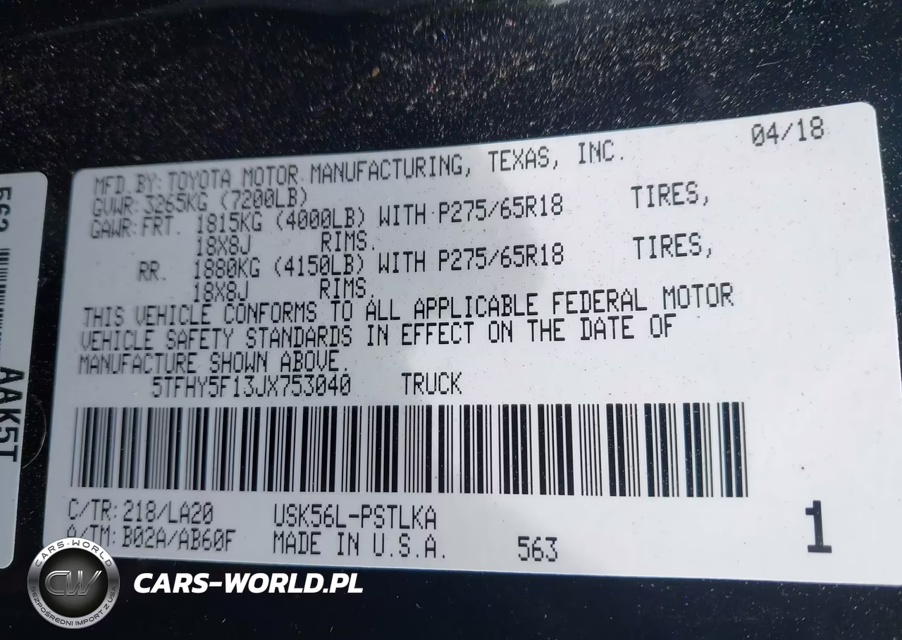 2018 Toyota Tundra Limited 5.7L V8 VIN:5TFHY5F13JX753040 - 9