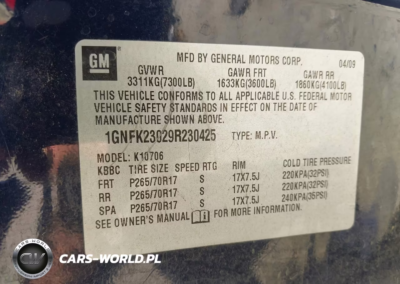 2009 Chevrolet Tahoe Lt2 VIN:1GNFK23029R230425 - 9