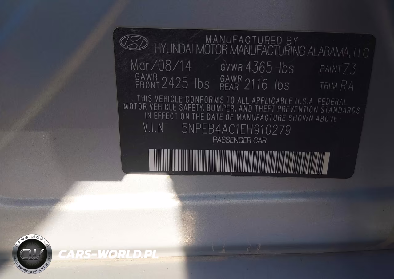 2014 Hyundai Sonata Gls VIN:5NPEB4AC1EH910279 - 9