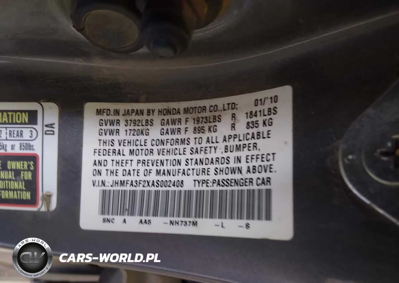 2010 Honda Civic Hybrid VIN:JHMFA3F2XAS002408 - 9