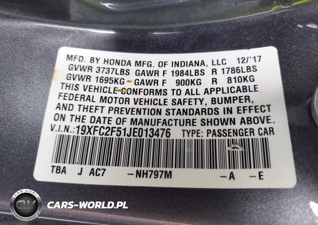 2018 Honda Civic Lx VIN:19XFC2F51JE013476 - 9