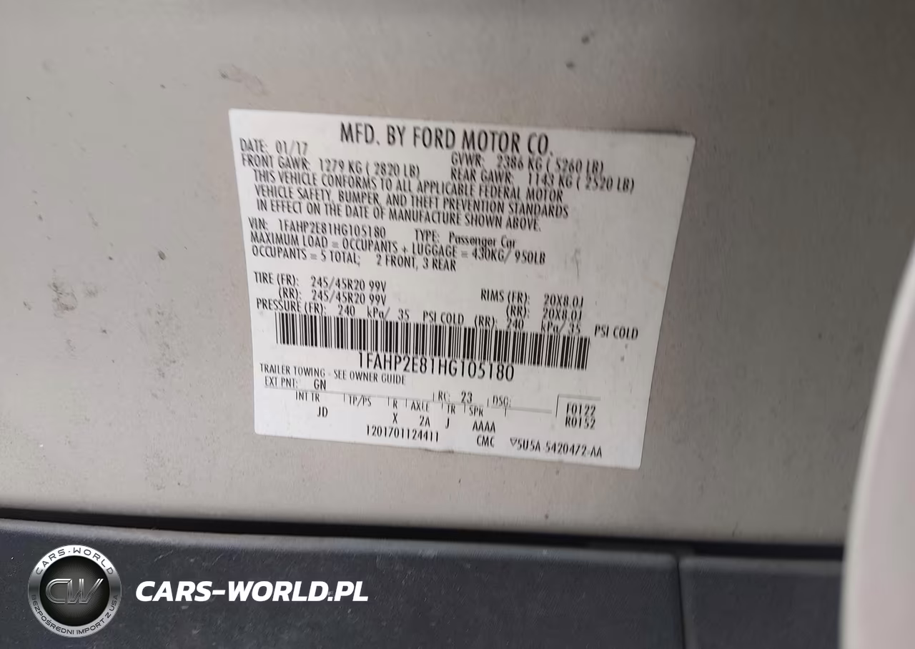 2017 Ford Taurus Sel VIN:1FAHP2E81HG105180 - 9