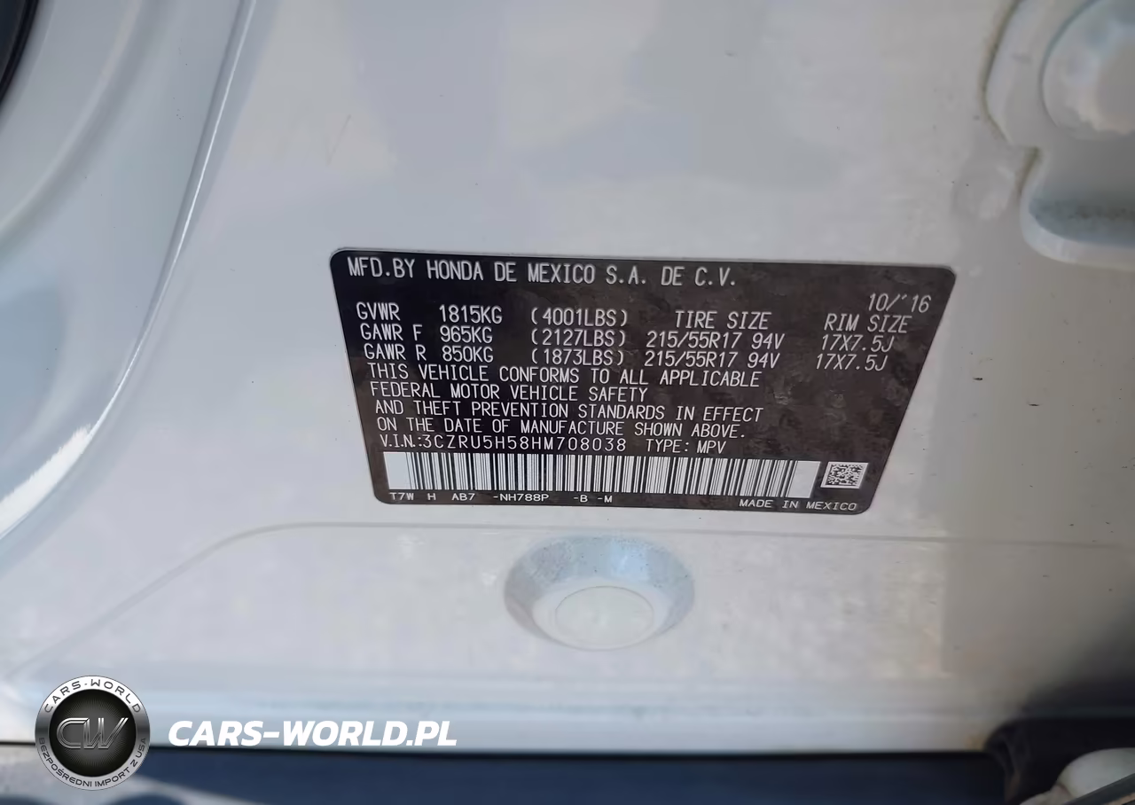 2017 Honda Hr-V Ex VIN:3CZRU5H58HM708038 - 9