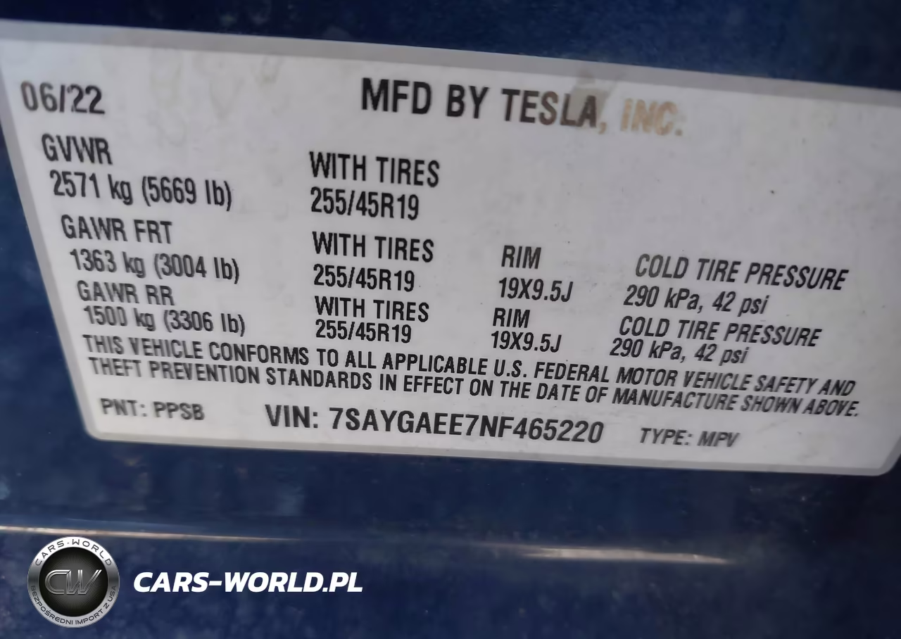 2022 Tesla Model Y Long Range Dual Motor All-Wheel Drive VIN:7SAYGAEE7NF465220 - 9
