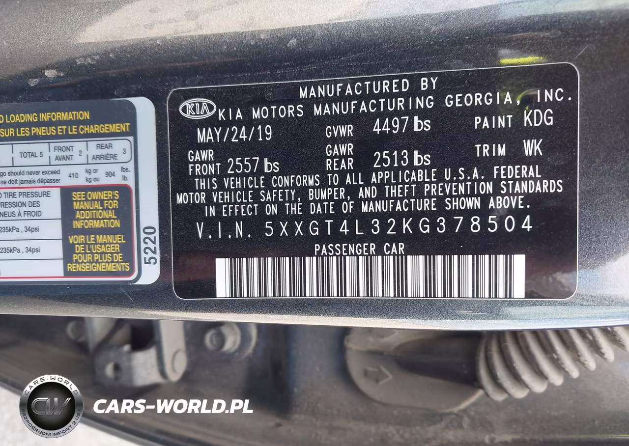 2019 Kia Optima Lx VIN:5XXGT4L32KG378504 - 9