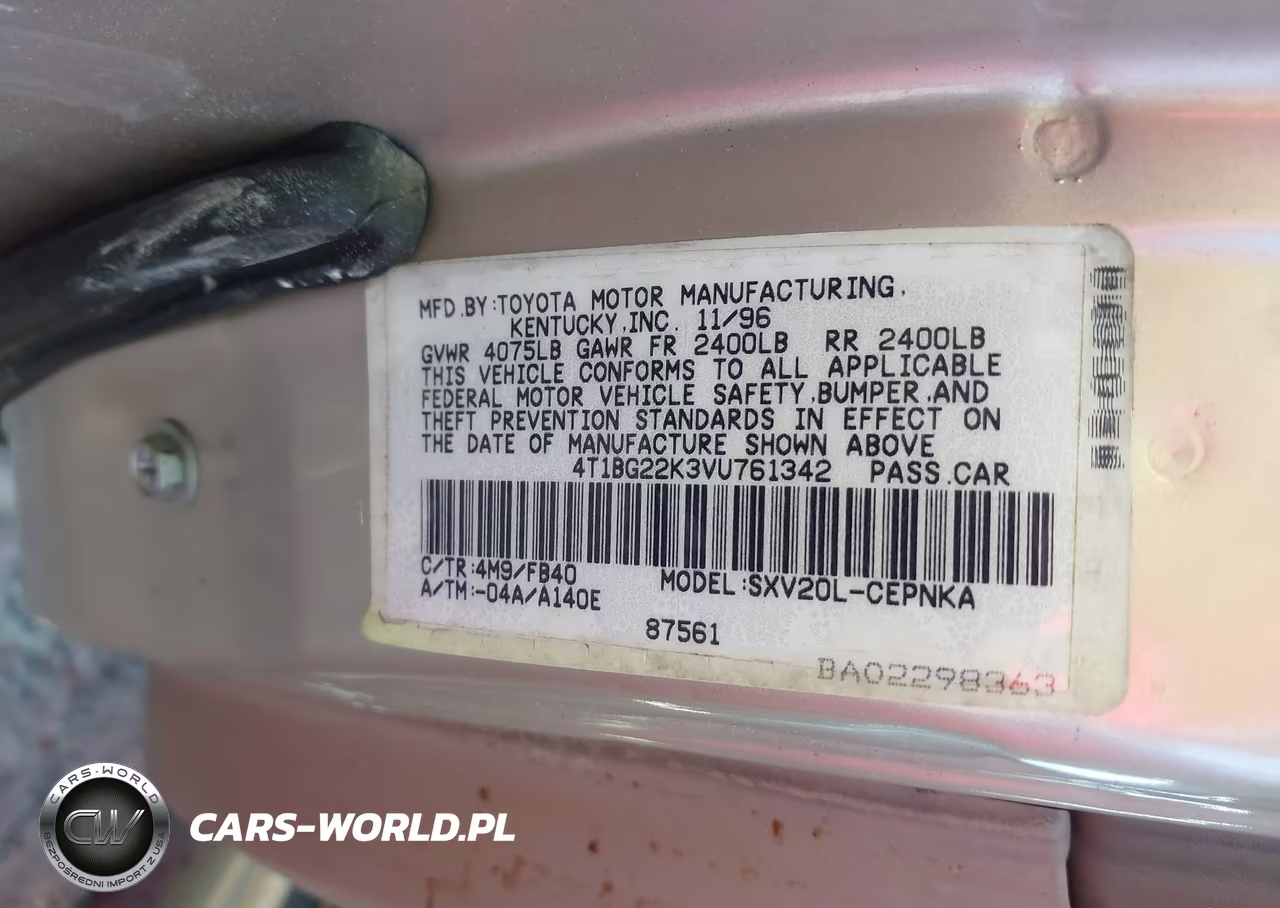 1997 Toyota Camry Le VIN:4T1BG22K3VU761342 - 9