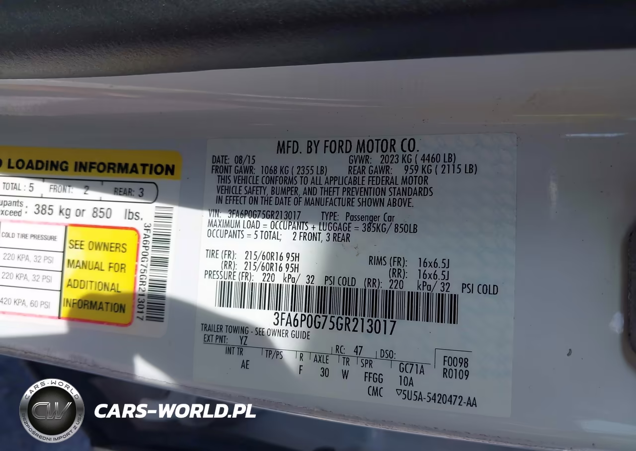 2016 Ford Fusion S VIN:3FA6P0G75GR213017 - 9