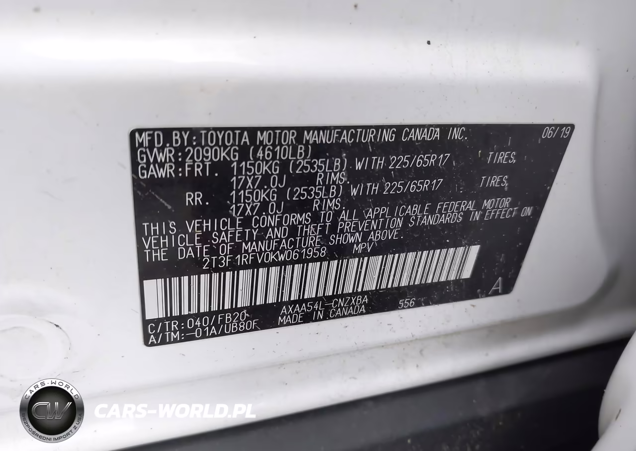 2019 Toyota Rav4 Le VIN:2T3F1RFV0KW061958 - 9