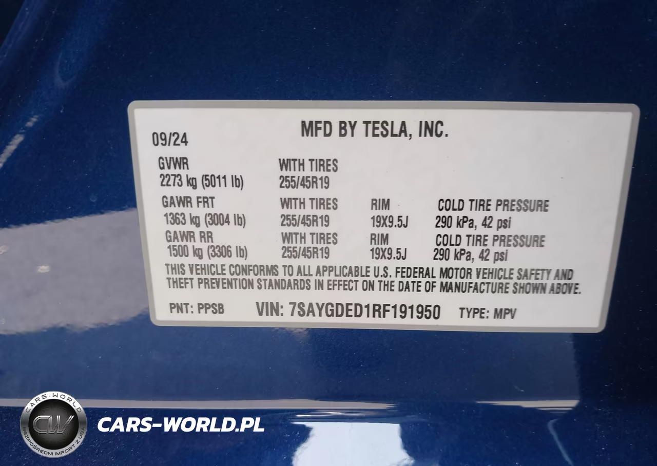 2024 Tesla Model Y Long Range Single Motor Rear-Wheel Drive-Rwd VIN:7SAYGDED1RF191950 - 9