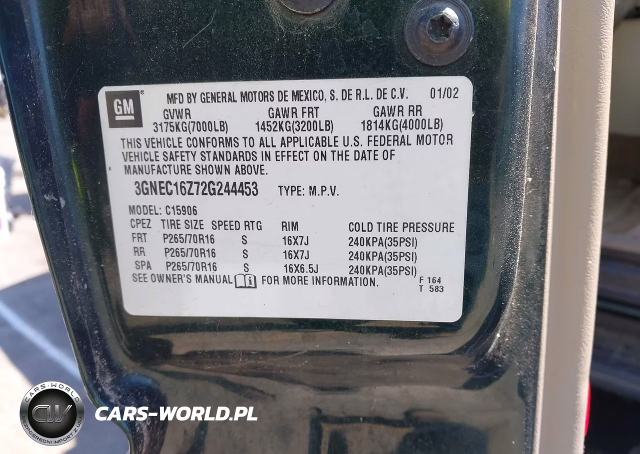 2002 Chevrolet Suburban 1500 Ls VIN:3GNEC16Z72G244453 - 9