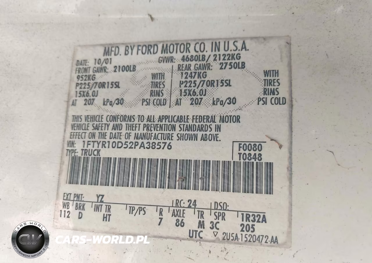 2002 Ford Ranger Xl-Xlt VIN:1FTYR10D52PA38576 - 9