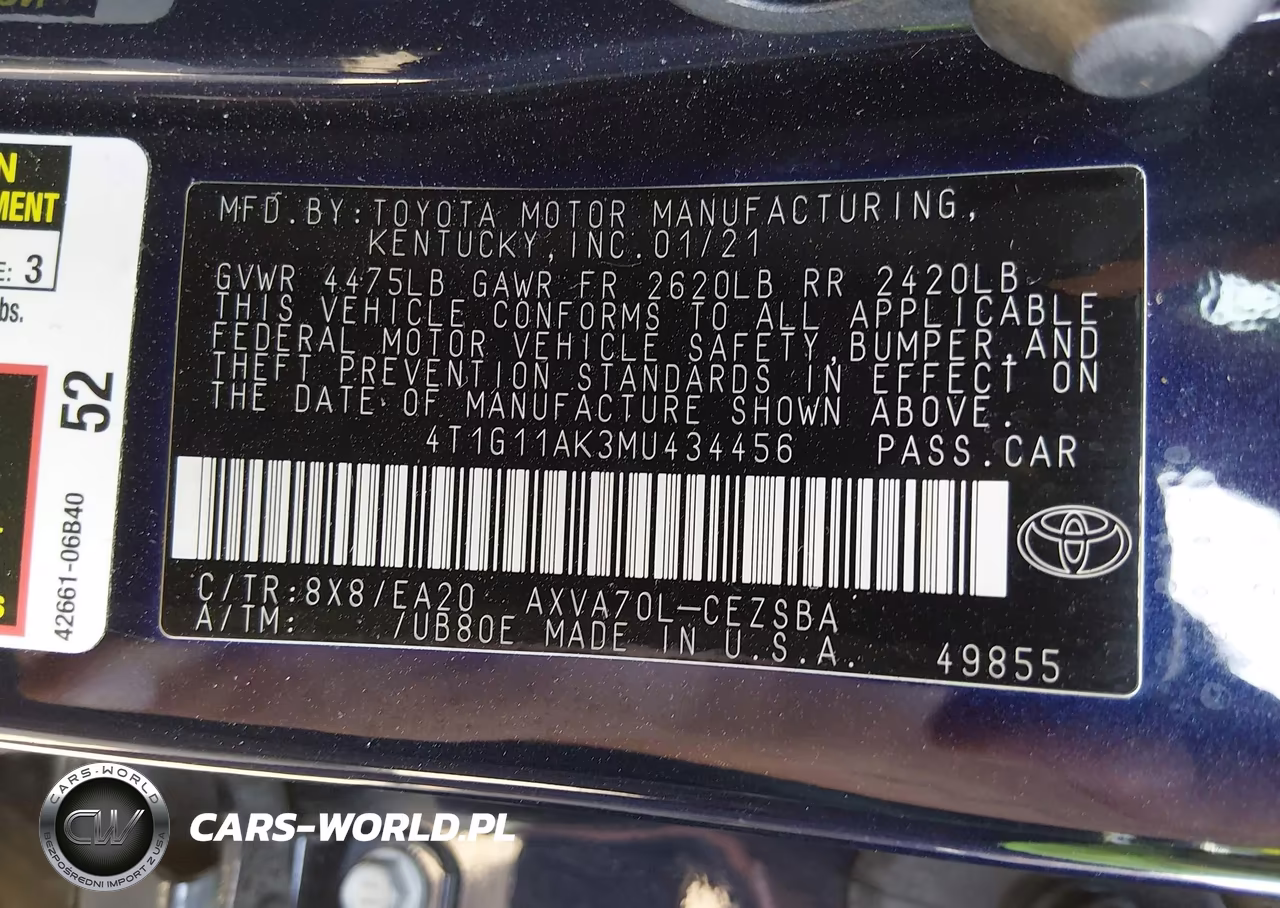 2021 Toyota Camry Se VIN:4T1G11AK3MU434456 - 9