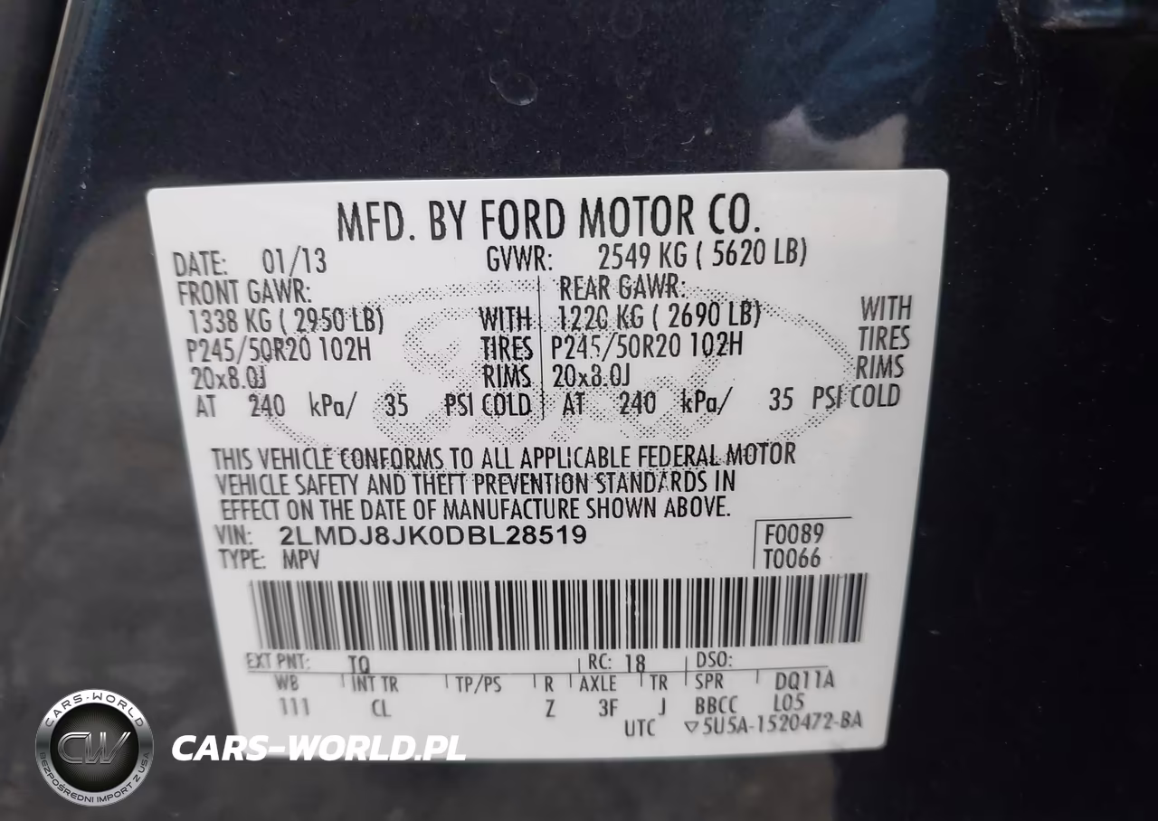 2013 Lincoln Mkx VIN:2LMDJ8JK0DBL28519 - 9