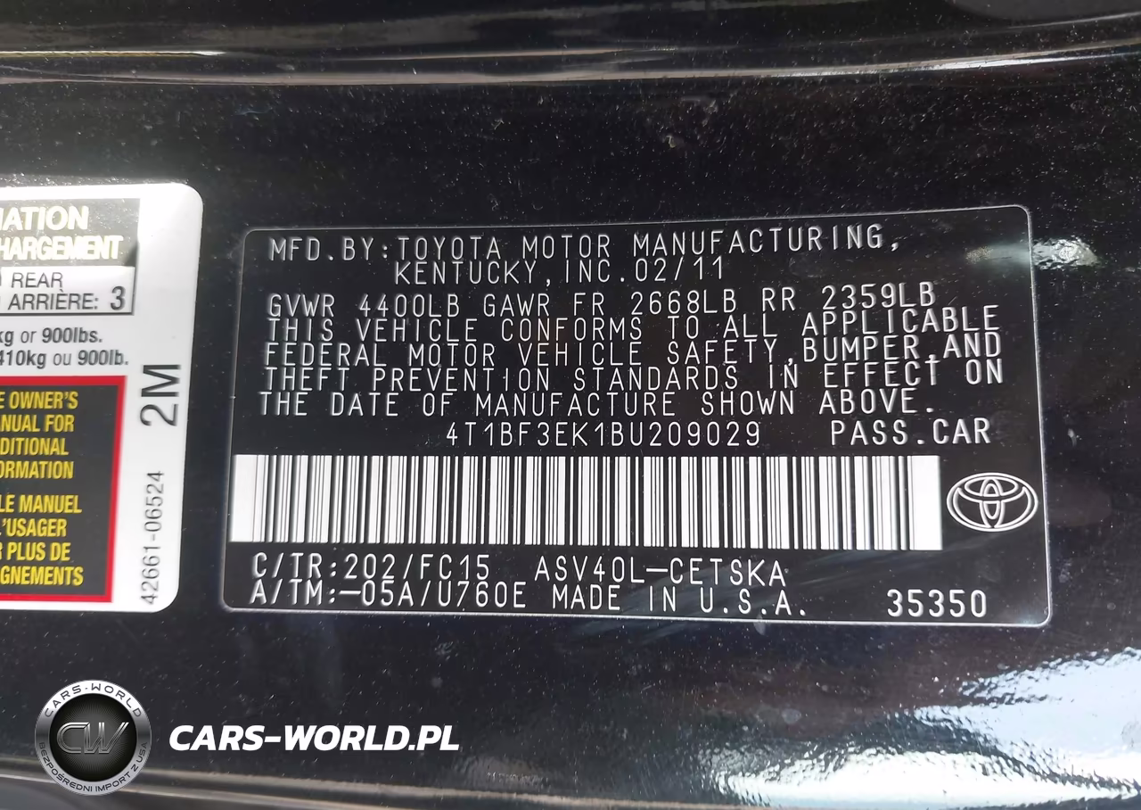 2011 Toyota Camry Se VIN:4T1BF3EK1BU209029 - 9
