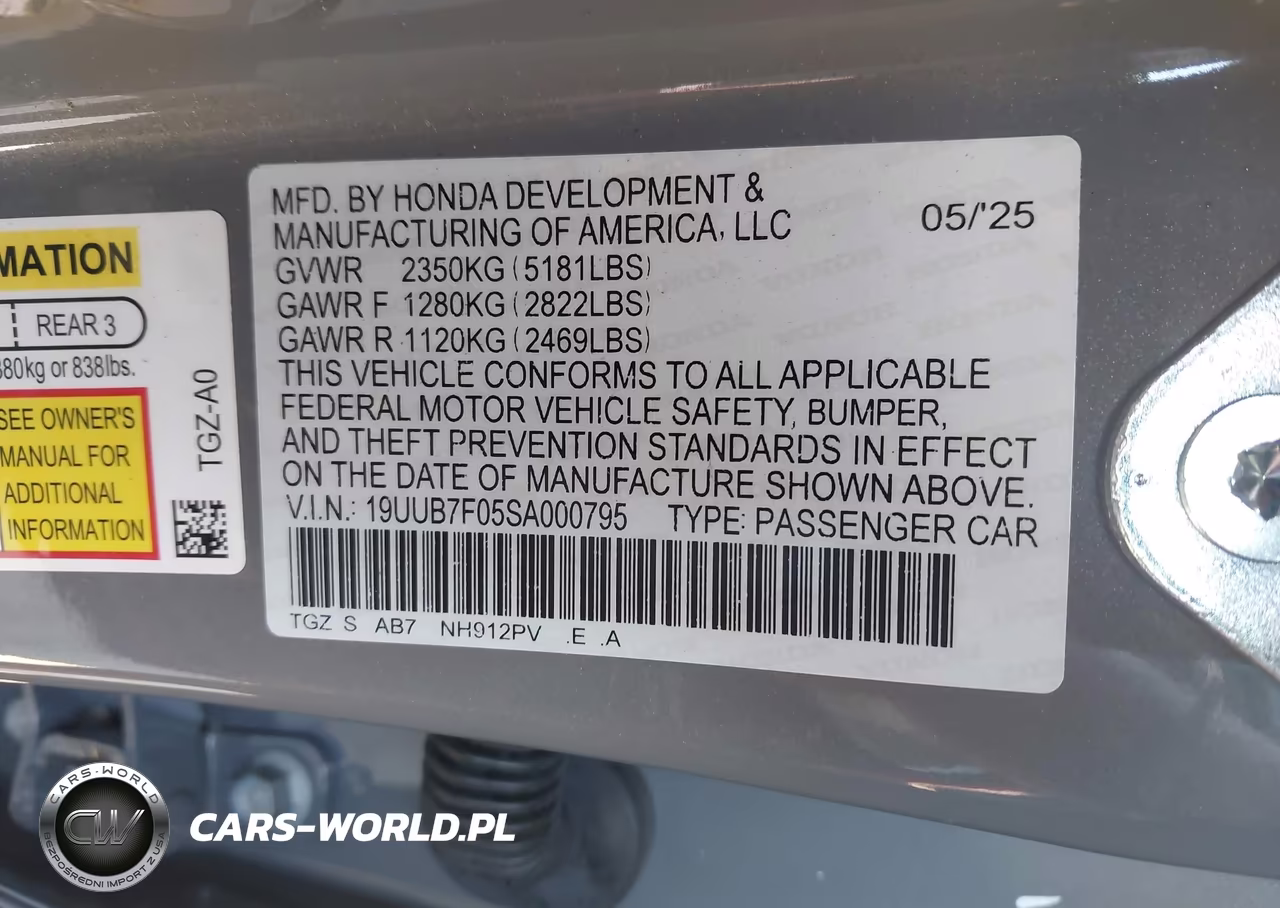 2025 Acura Tlx Type S VIN:19UUB7F05SA000795 - 9