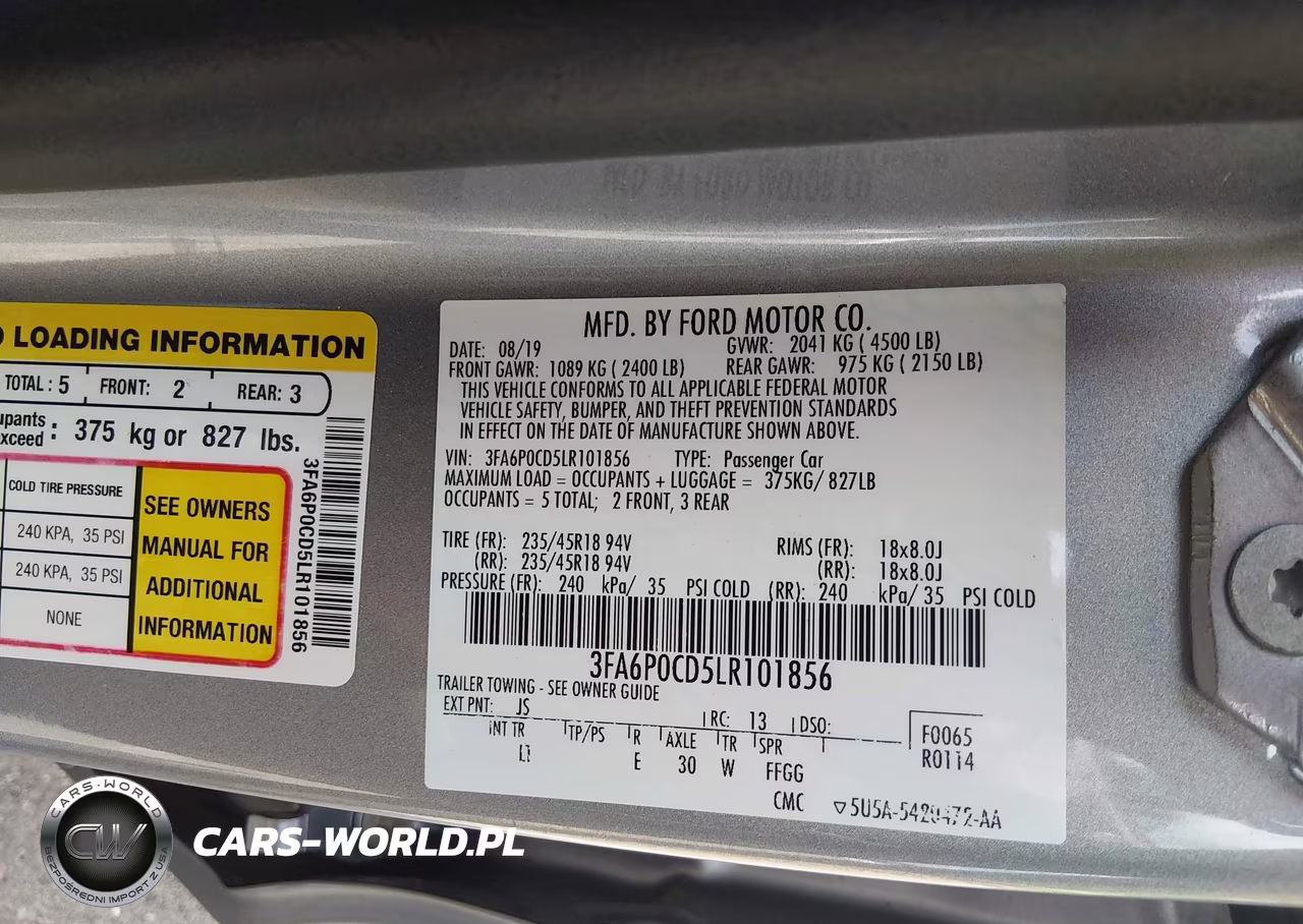 2020 Ford Fusion Sel VIN:3FA6P0CD5LR101856 - 9