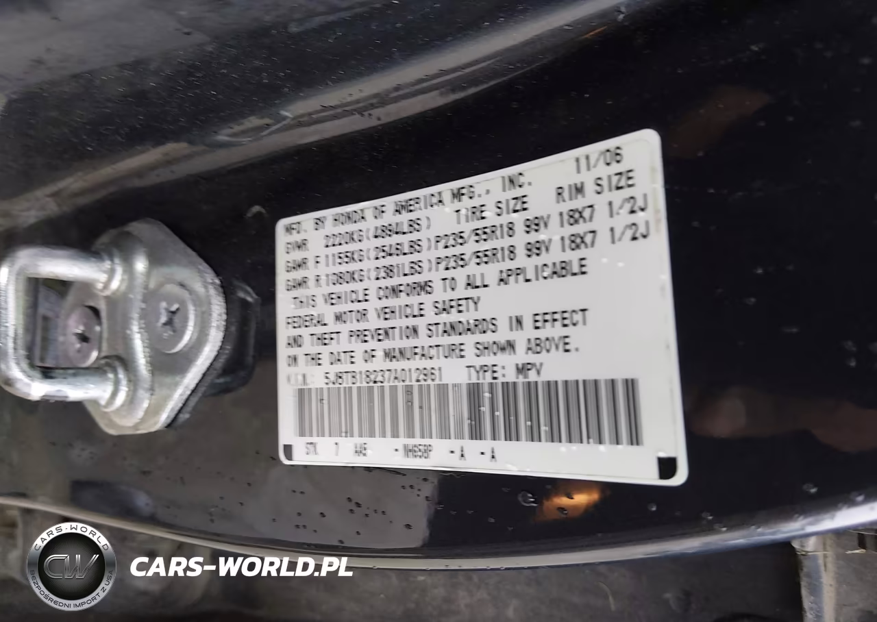 2007 Acura Rdx VIN:5J8TB18237A012961 - 9