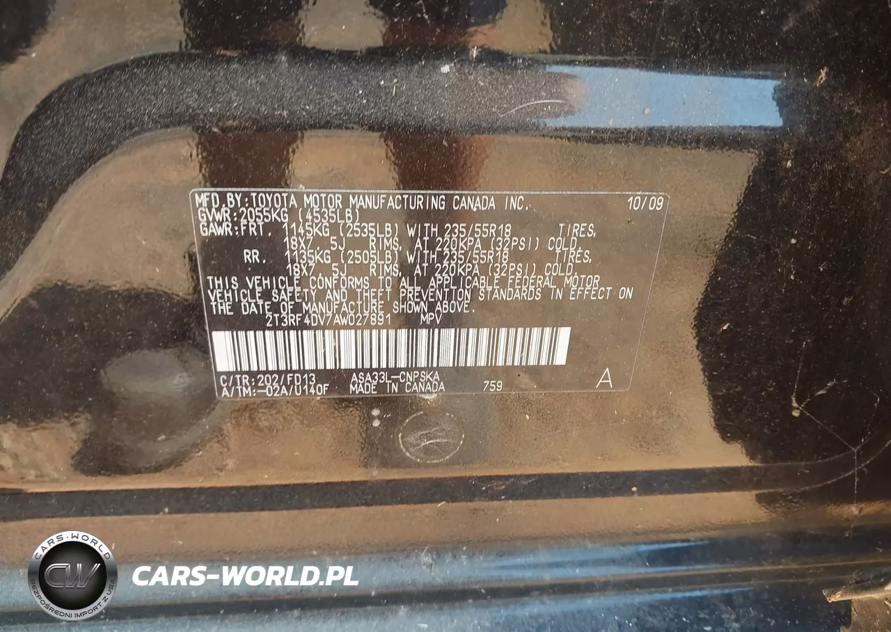 2010 Toyota Rav4 Sport VIN:2T3RF4DV7AW027891 - 9