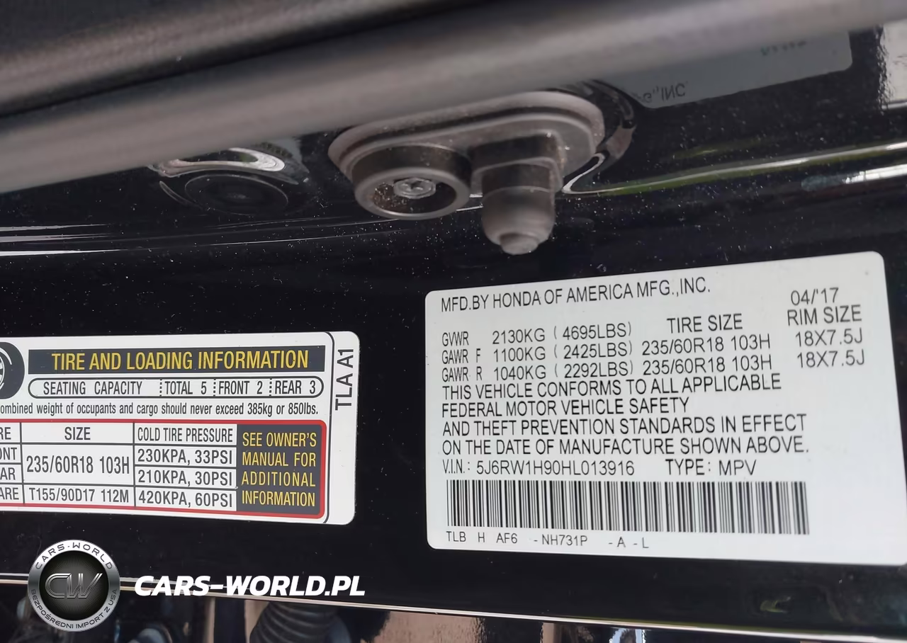 2017 Honda Cr-V Touring VIN:5J6RW1H90HL013916 - 9