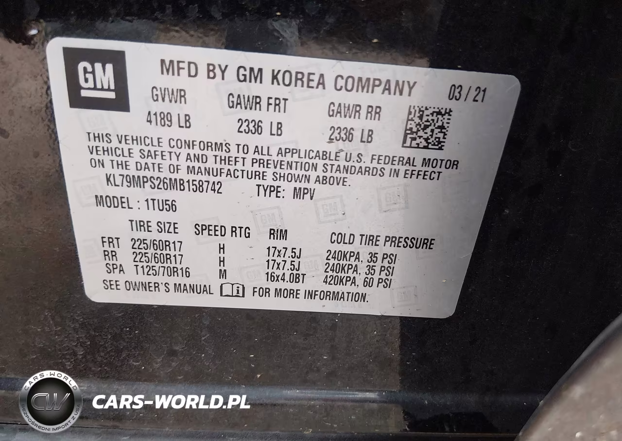 2021 Chevrolet Trailblazer Fwd Lt VIN:KL79MPS26MB158742 - 9