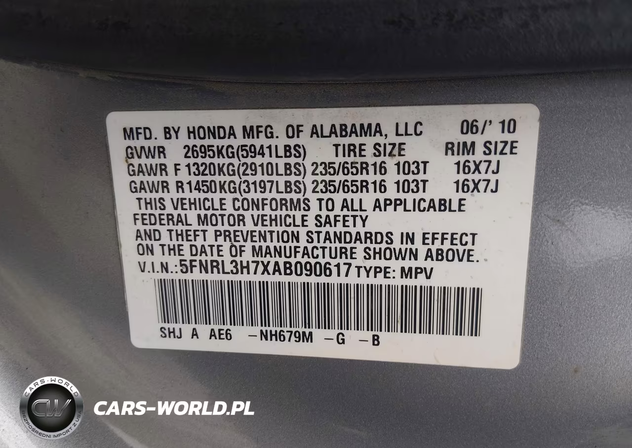 2010 Honda Odyssey Ex-L VIN:5FNRL3H7XAB090617 - 9