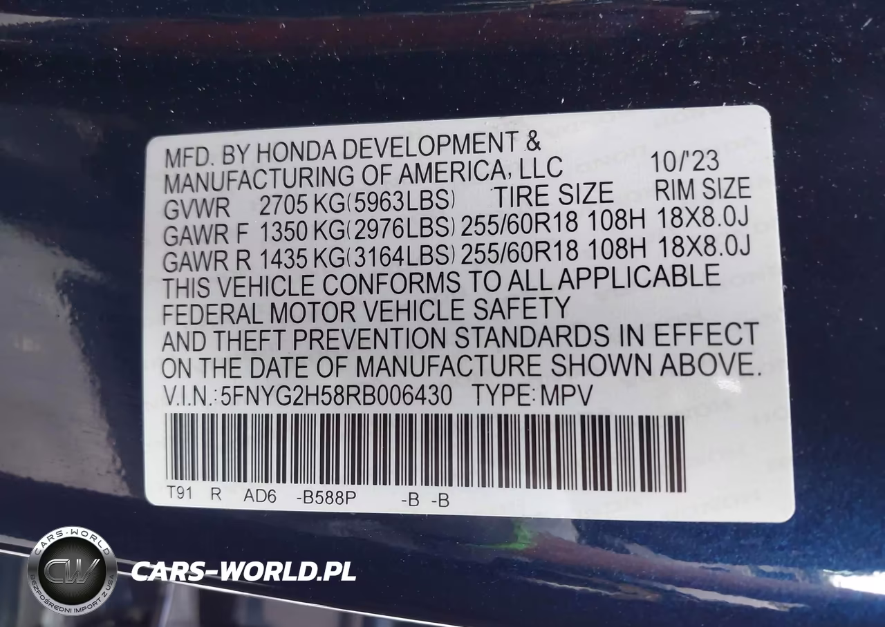 2024 Honda Pilot Ex-L 7 Passenger VIN:5FNYG2H58RB006430 - 9