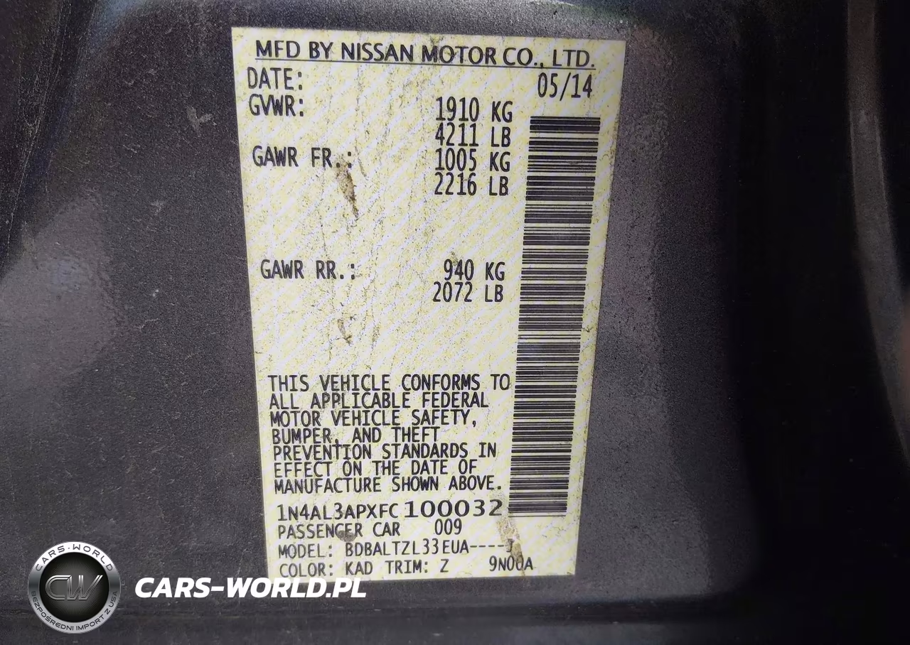 2015 Nissan Altima 2.5 Sl VIN:1N4AL3APXFC100032 - 9