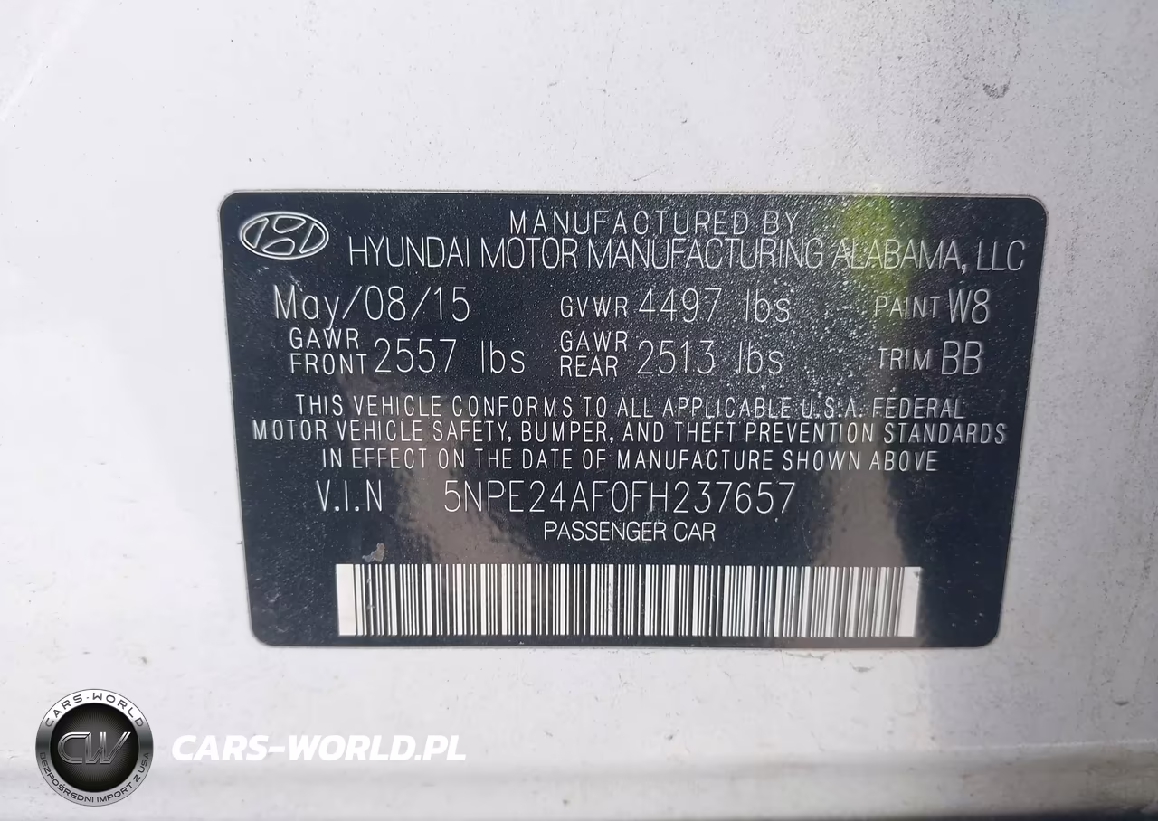 2015 Hyundai Sonata Se VIN:5NPE24AF0FH237657 - 9