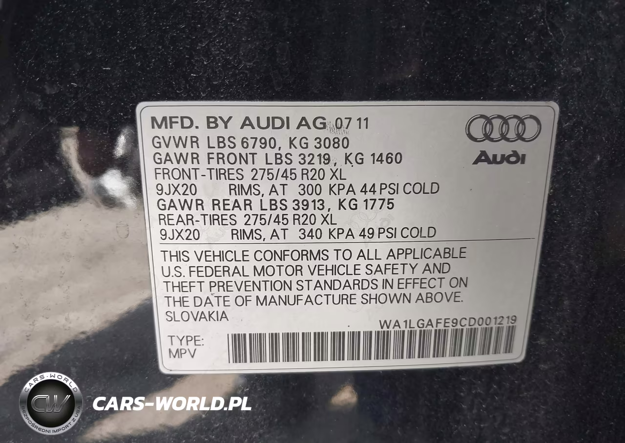 2012 Audi Q7 3.0T Premium VIN:WA1LGAFE9CD001219 - 9