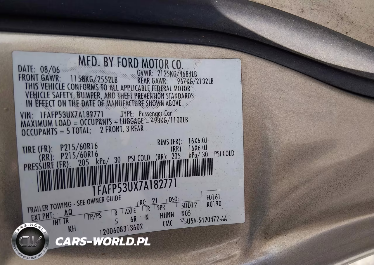 2007 Ford Taurus Se VIN:1FAFP53UX7A182771 - 9