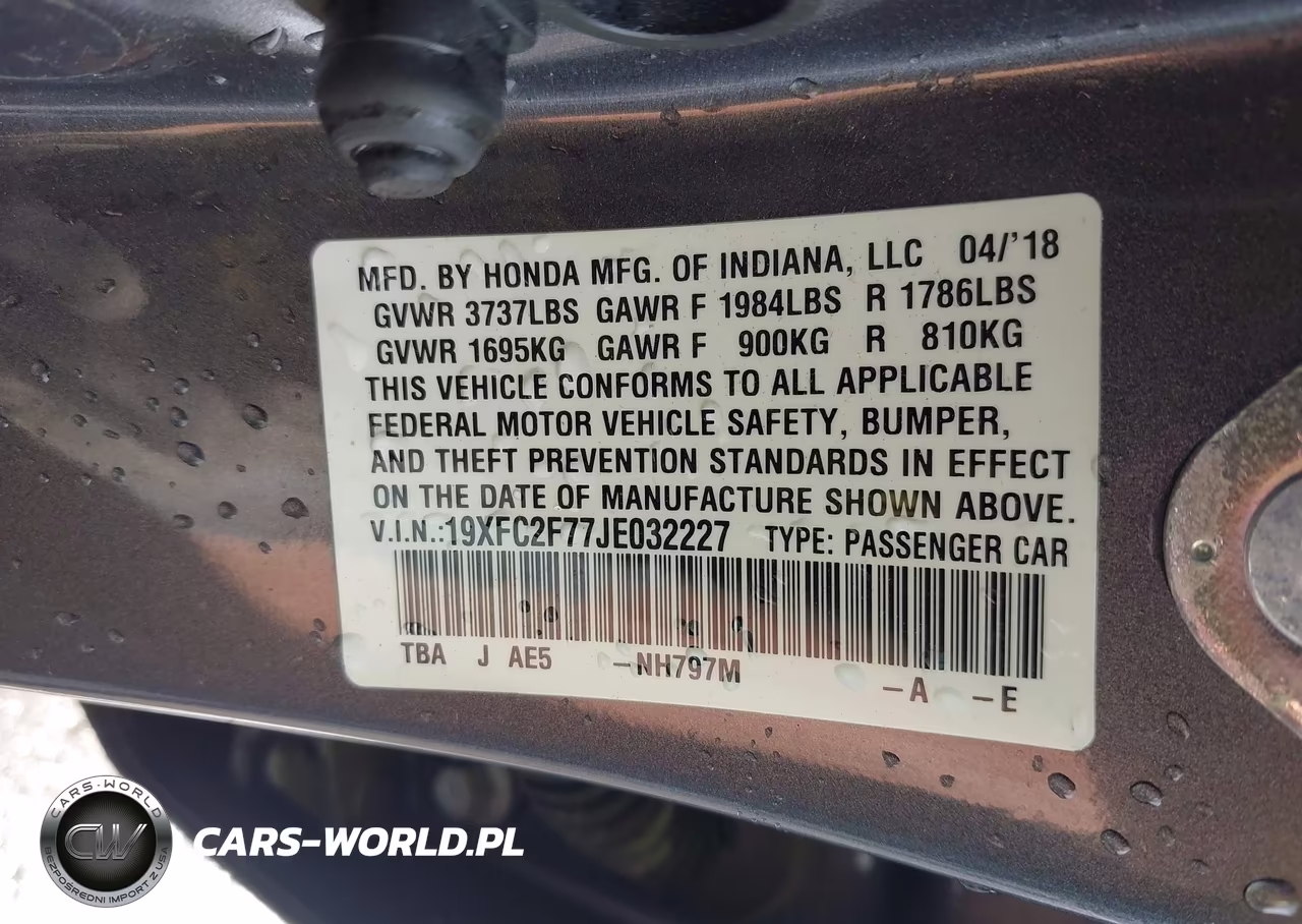 2018 Honda Civic Ex VIN:19XFC2F77JE032227 - 9