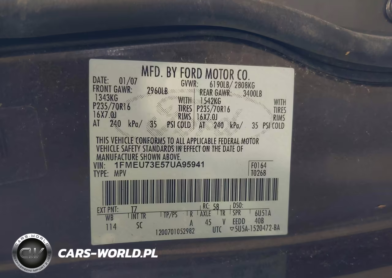 2007 Ford Explorer Xlt VIN:1FMEU73E57UA95941 - 9