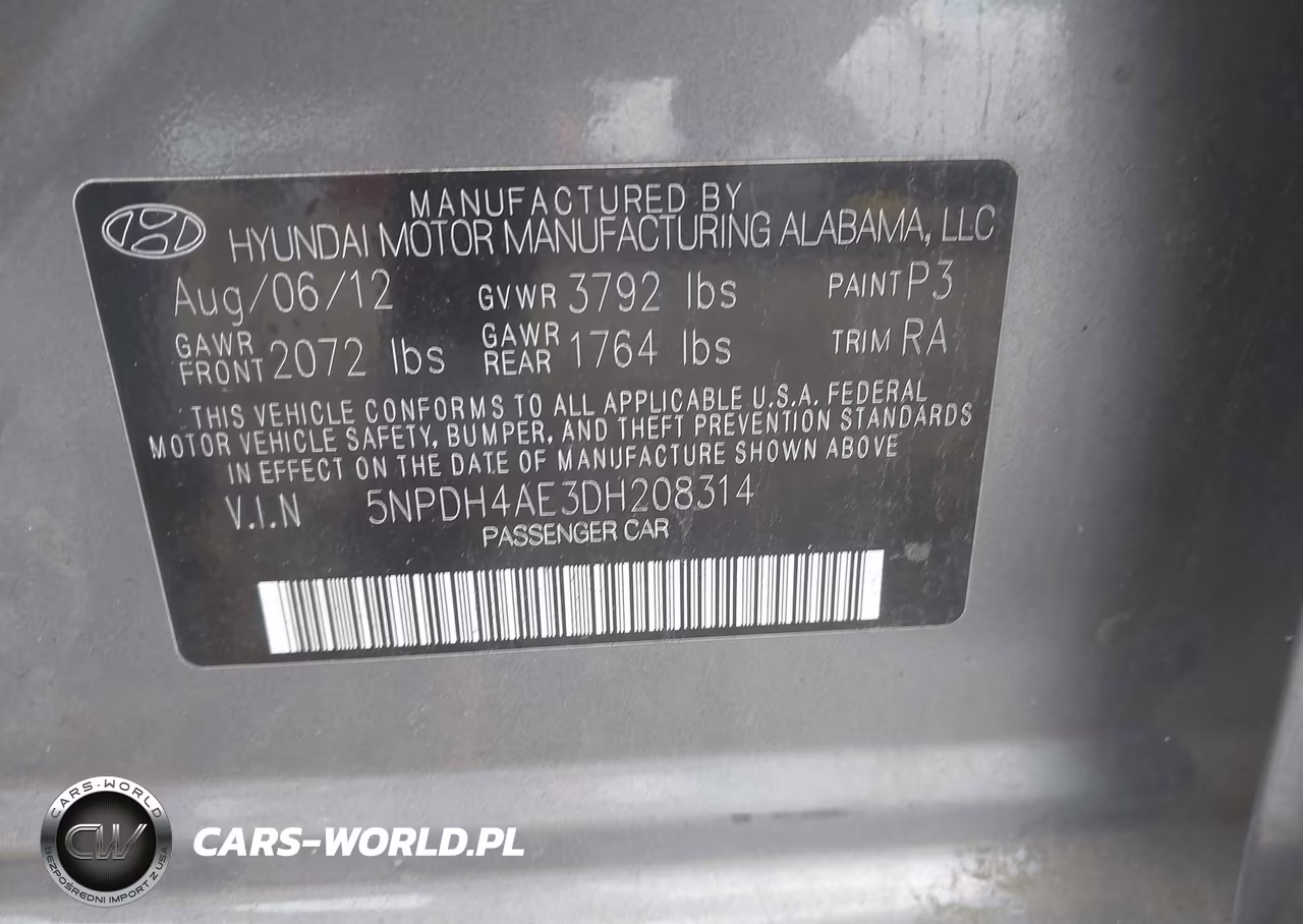 2013 Hyundai Elantra Gls VIN:5NPDH4AE3DH208314 - 9