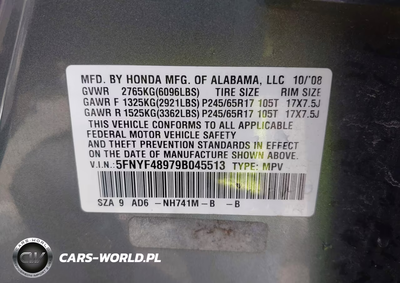 2009 Honda Pilot Touring VIN:5FNYF48979B045513 - 9