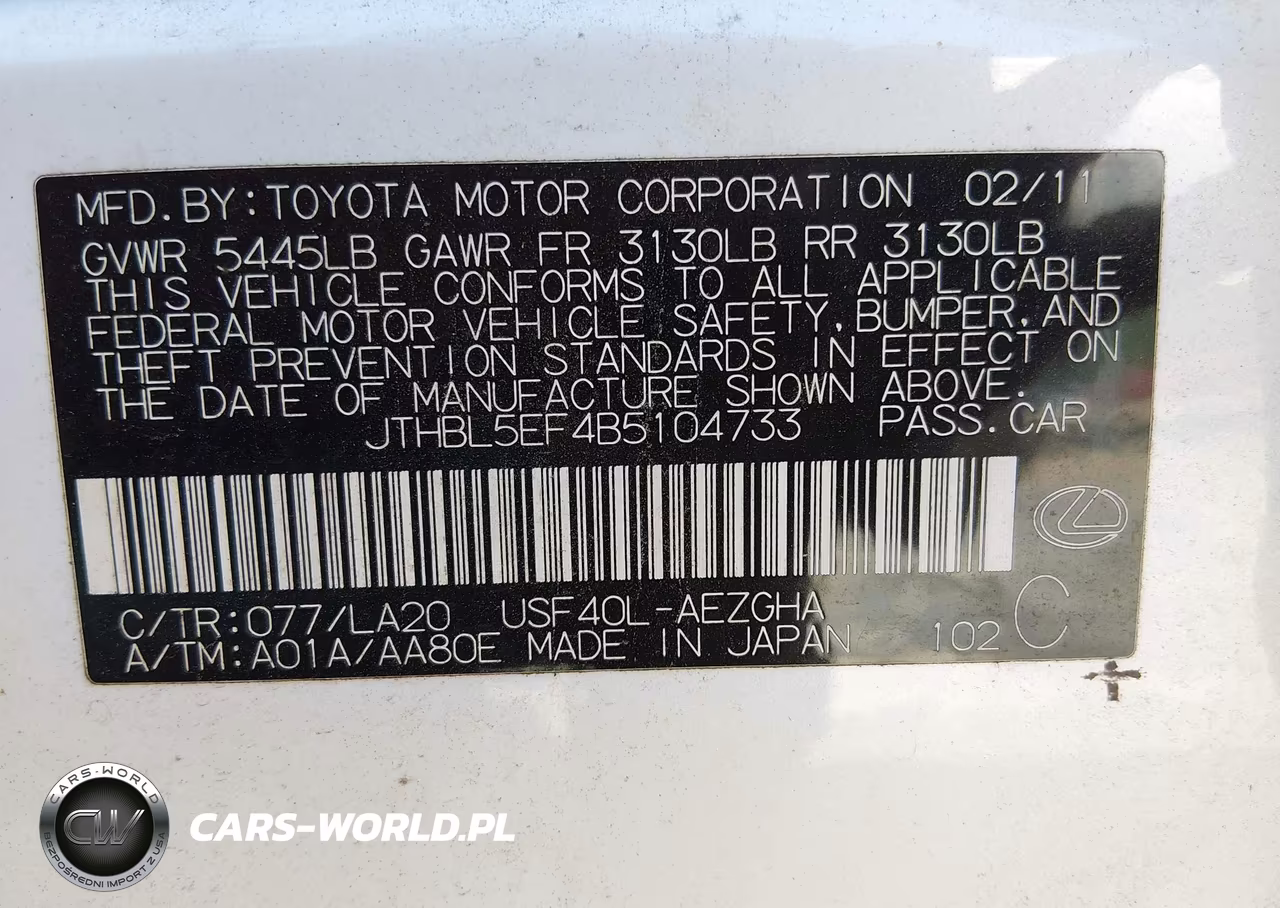 2011 Lexus Ls 460 VIN:JTHBL5EF4B5104733 - 9