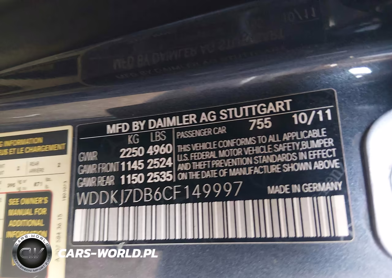 2012 Mercedes-Benz E 550 VIN:WDDKJ7DB6CF149997 - 9