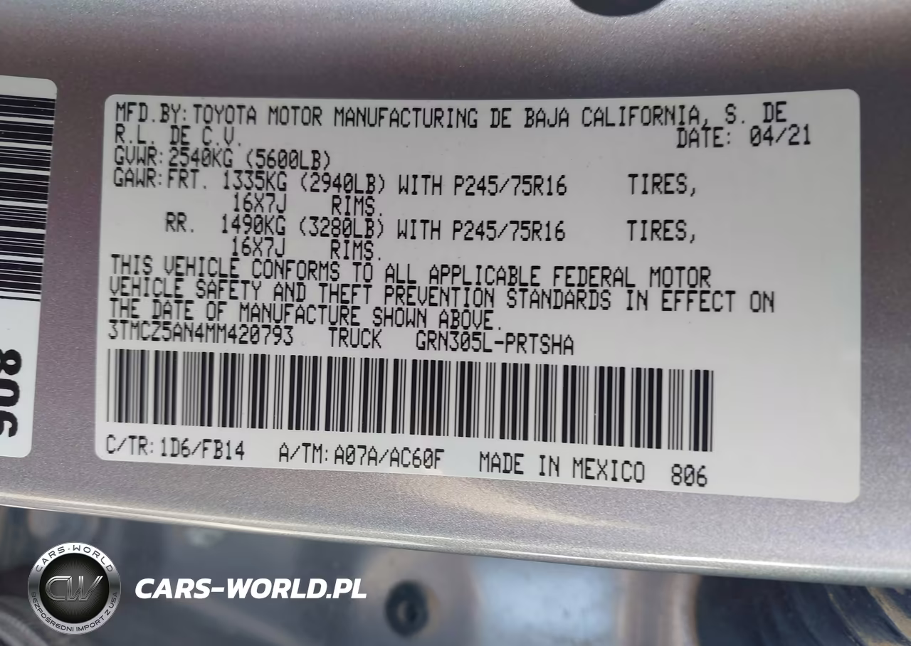 2021 Toyota Tacoma Sr V6 VIN:3TMCZ5AN4MM420793 - 9