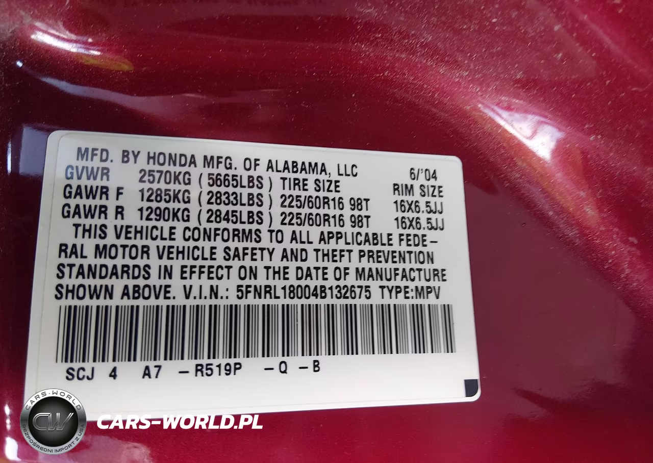 2004 Honda Odyssey Ex-L VIN:5FNRL18004B132675 - 9
