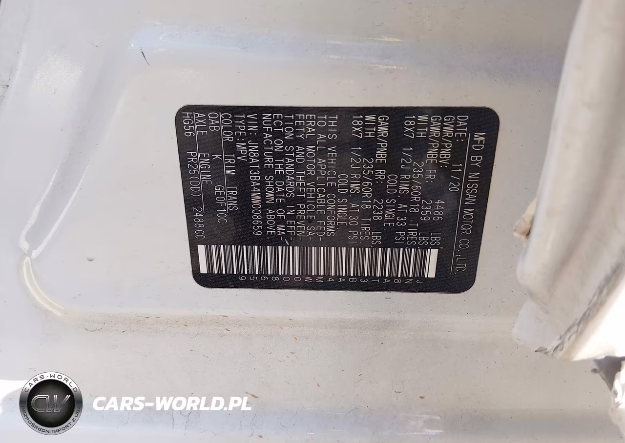 2021 Nissan Rogue Sv Fwd VIN:JN8AT3BA4MW008659 - 9