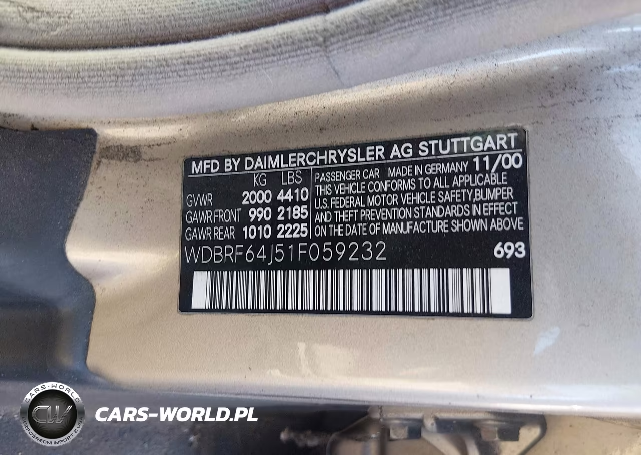 2001 Mercedes-Benz C 320 VIN:WDBRF64J51F059232 - 9