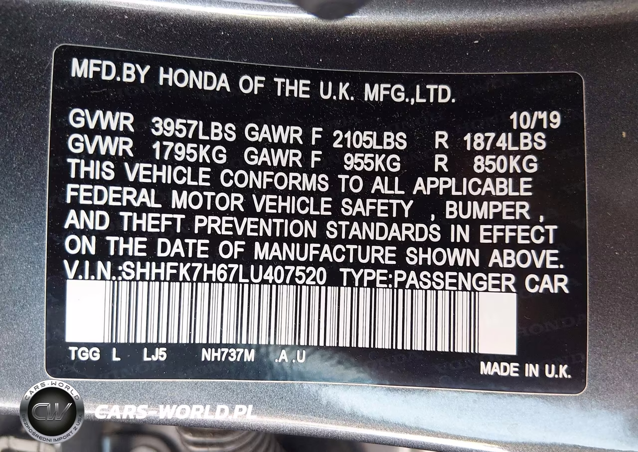 2020 Honda Civic Ex VIN:SHHFK7H67LU407520 - 9