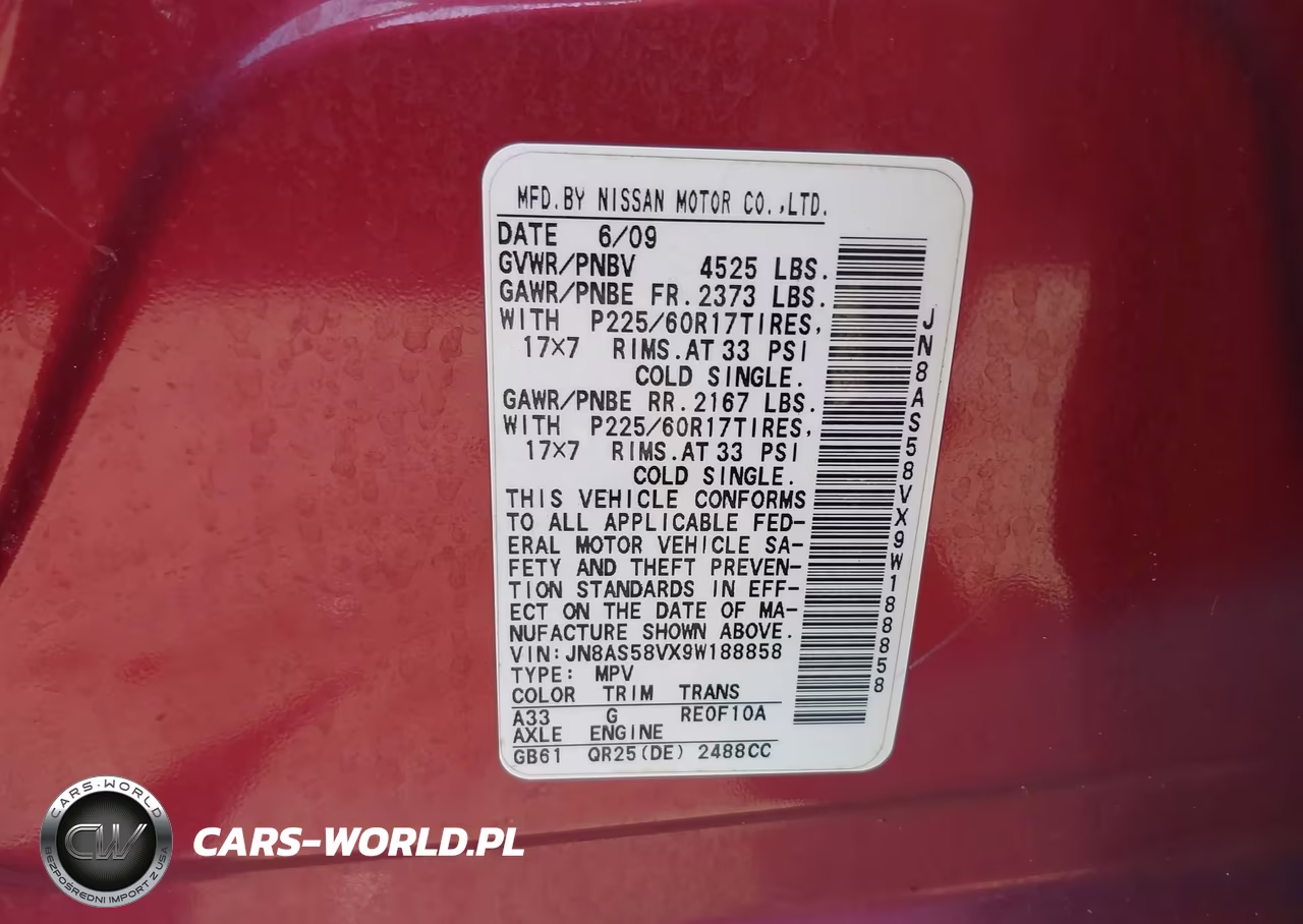 2009 Nissan Rogue Sl VIN:JN8AS58VX9W188858 - 9