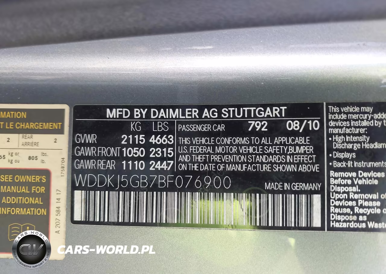 2011 Mercedes-Benz E 350 VIN:WDDKJ5GB7BF076900 - 9