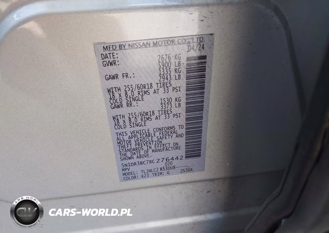 2024 Nissan Pathfinder Sv 4Wd VIN:5N1DR3BC7RC276442 - 9