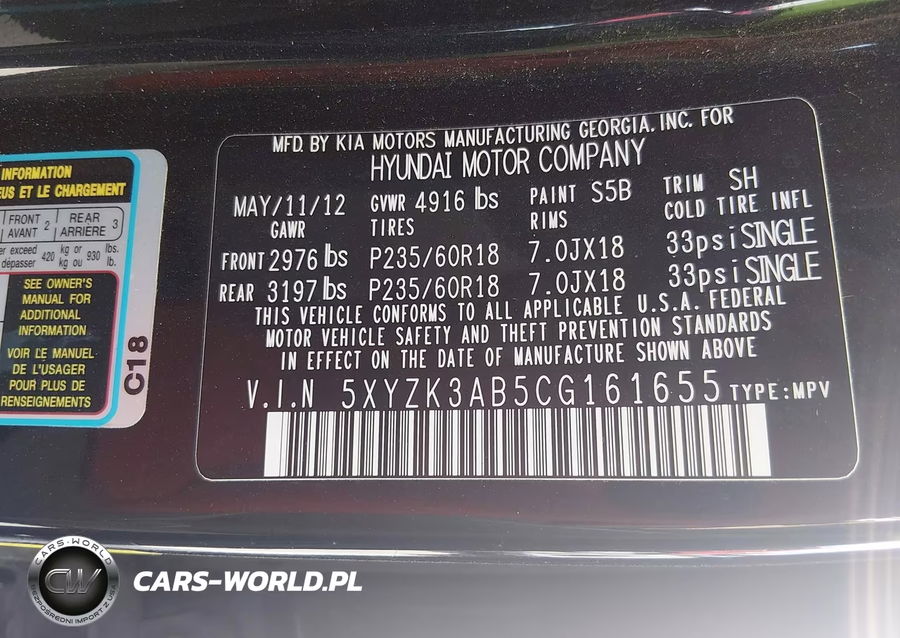 2012 Hyundai Santa Fe Limited VIN:5XYZK3AB5CG161655 - 9