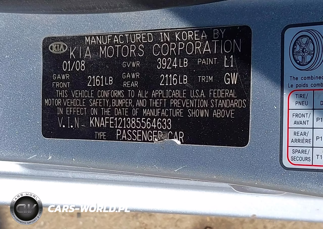 2008 Kia Spectra Ex VIN:KNAFE121385564633 - 9