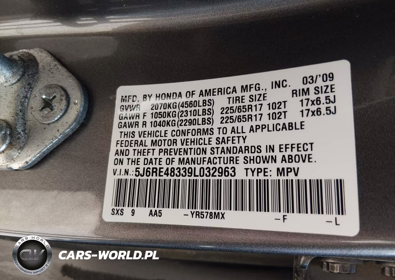 2009 Honda Cr-V Lx VIN:5J6RE48339L032963 - 9